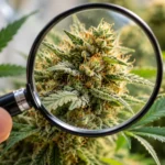 a CBD flower under the microscope