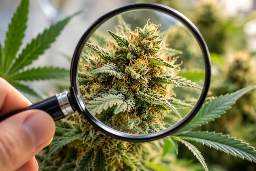 CBD virág mikroszkóp alatt