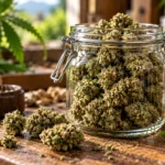 CBD flowers preserved in a jar