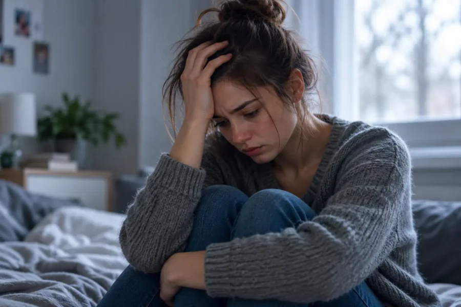 Een vrouw die lijdt aan angststoornis