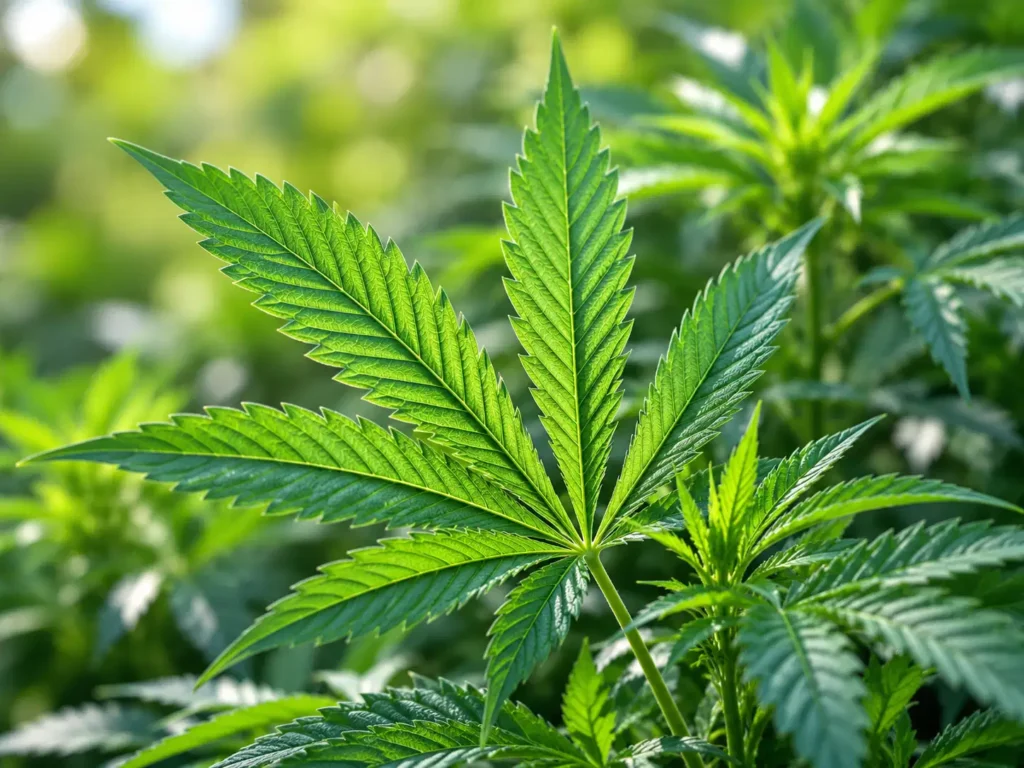 hemp leaves in the light