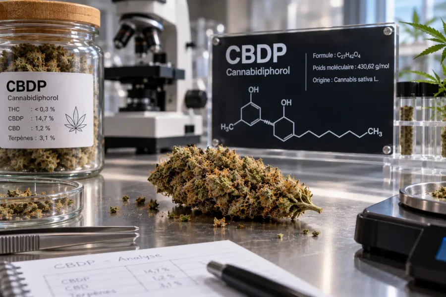 Des fleurs de CBDP en laboratoire