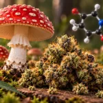 Amanita doodt met kerstverlichting