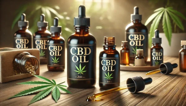 des huiles de CBD posés sur une table