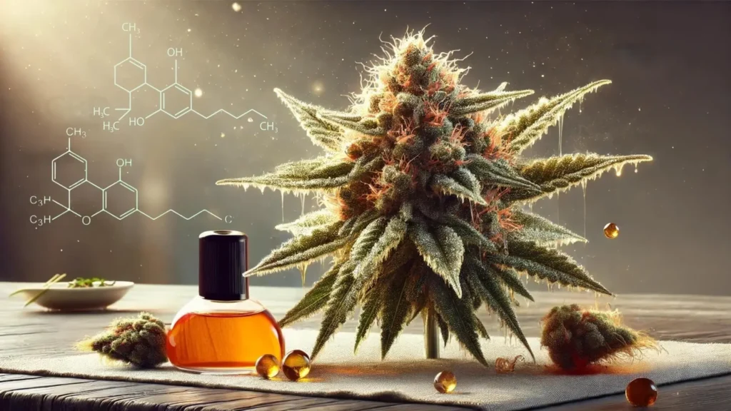 Uma flor de CBD infundida com CBN