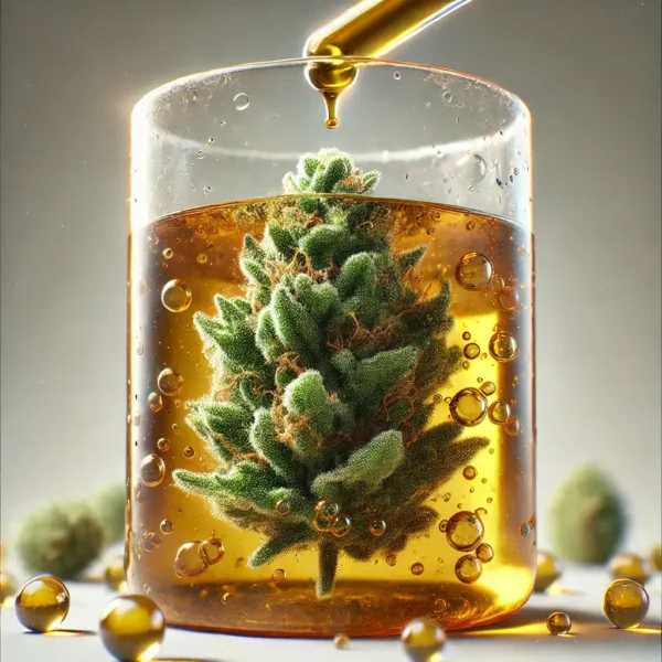 Una flor de CBD en infusión en aceite 