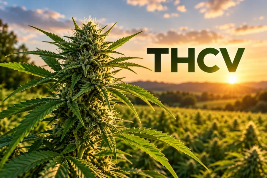 Une plante de chanvre THCV poussant en terre