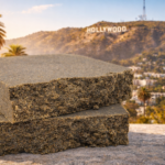 Flache Cali-Haschischplatten mit Hollywood im Hintergrund