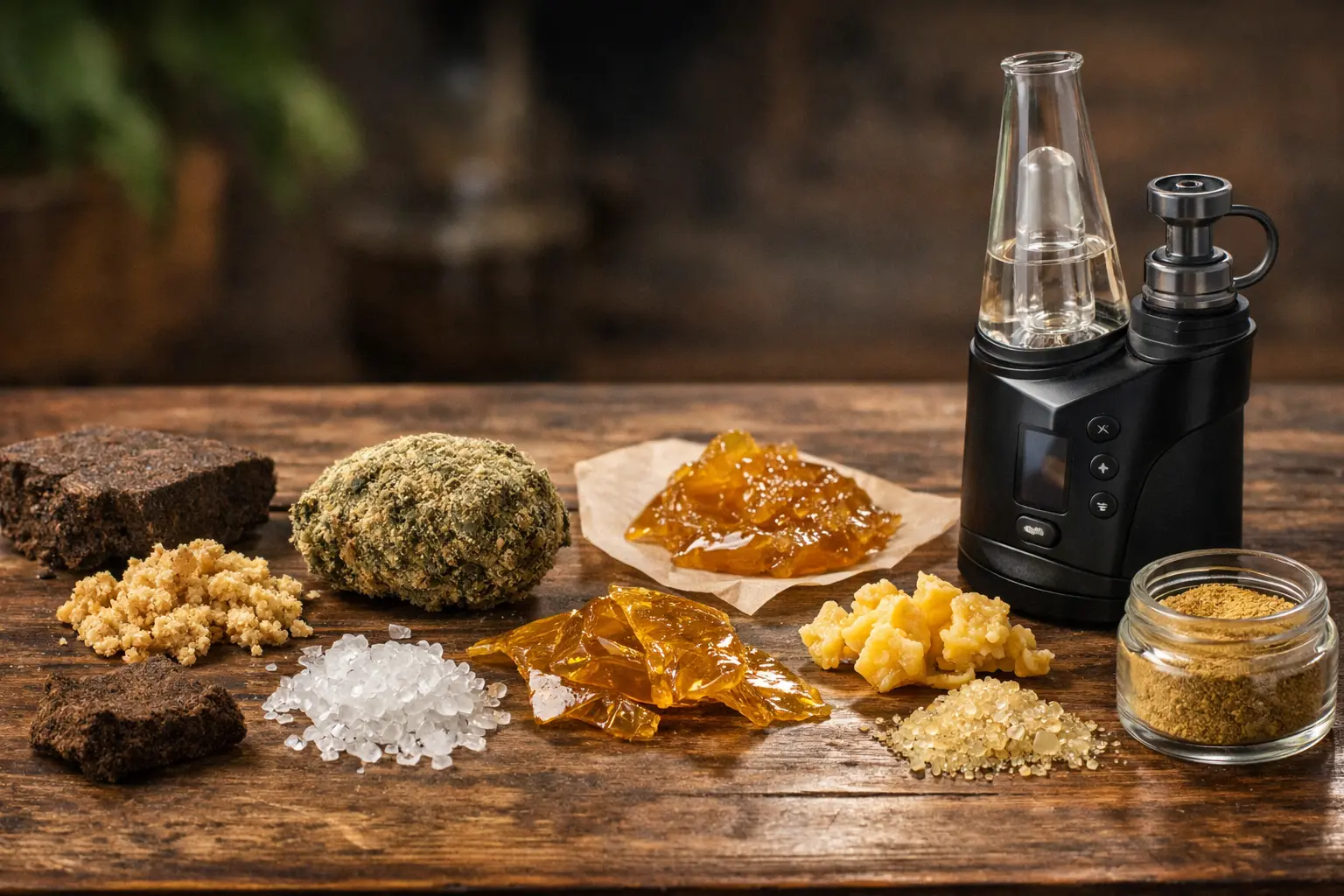 different CBD concentrates on a table