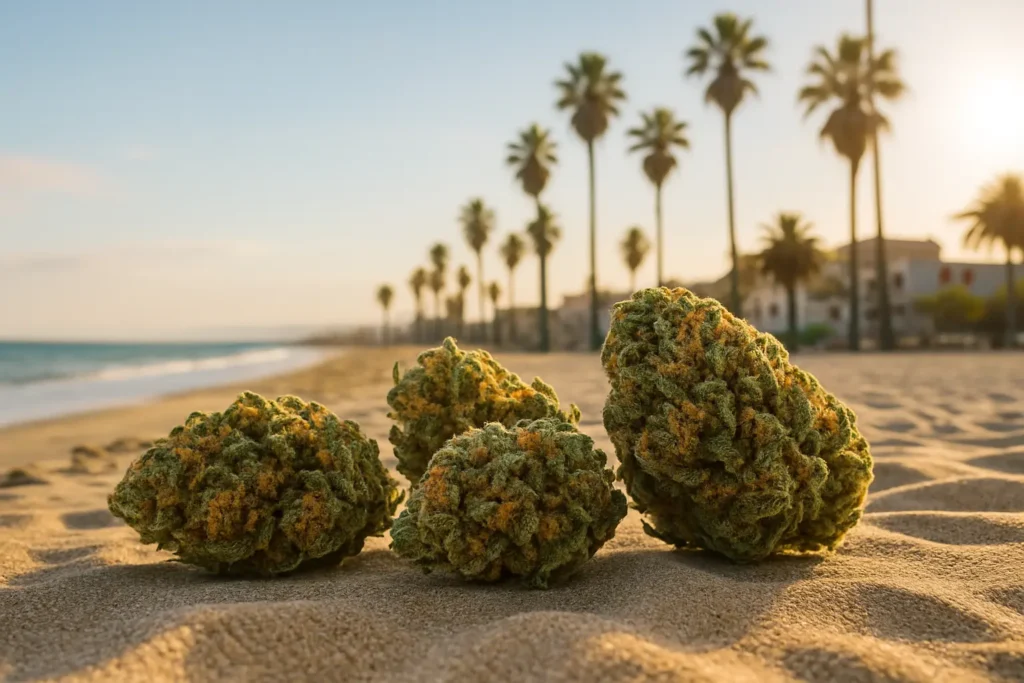 CBD-virág egy kaliforniai strandon