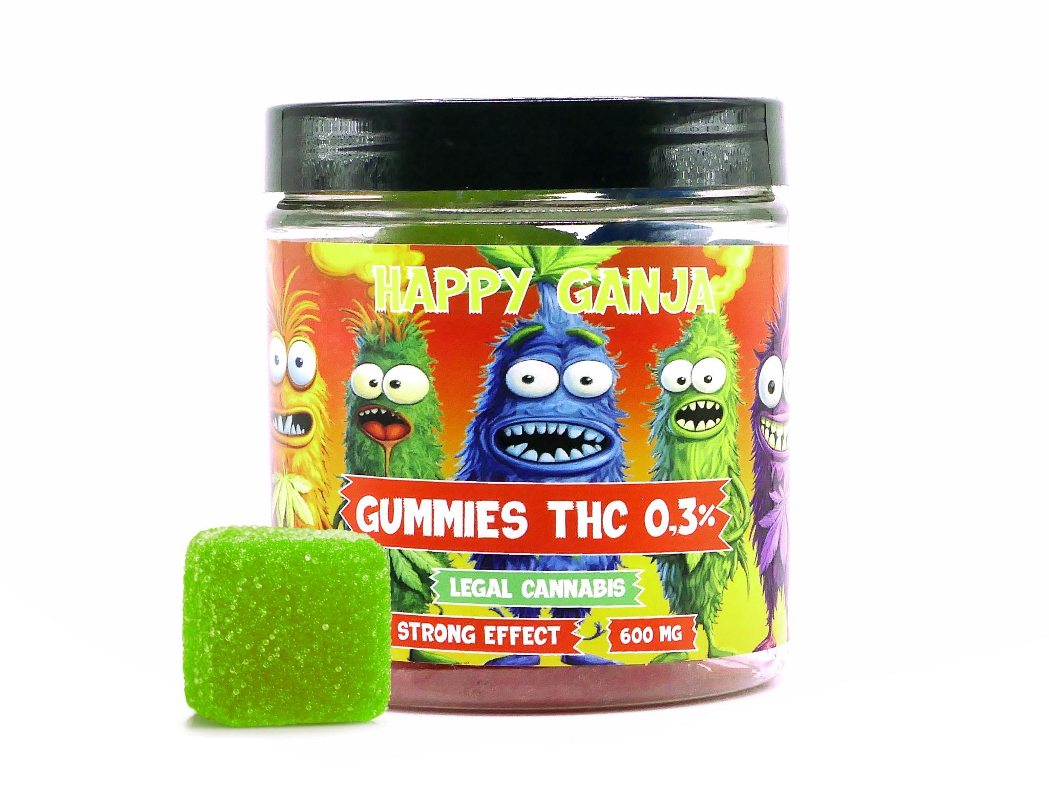 GUMMIES HAPPY GANJA EXTRA PUISSANT 600MG - POT DE 20